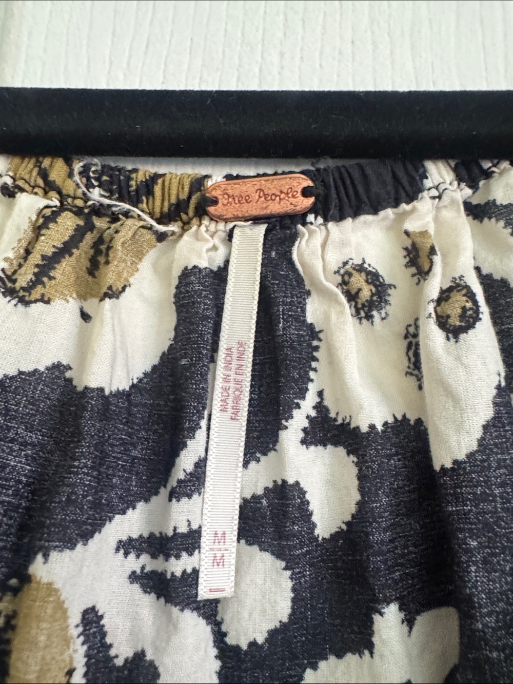 Free People Cream, Black and Olive Floral-Print Skirt
